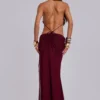 Hesperia Draped Maxi Dress in Burgundy
