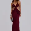 Hesperia Draped Maxi Dress in Burgundy