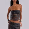 Nyxen Slashed Faux Leather Corset Top