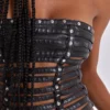 Nyxen Slashed Faux Leather Corset Top