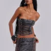 Nyxen Slashed Faux Leather Corset Top