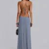 Brisa Asymmetric Hand-Beaded Maxi Dress