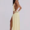 Darya Hand Beaded Backless Maxi Dress in Butter