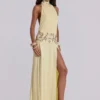 Darya Hand Beaded Backless Maxi Dress in Butter