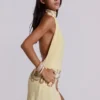 Darya Hand Beaded Backless Maxi Dress in Butter