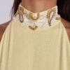 Darya Hand Beaded Backless Maxi Dress in Butter