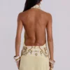 Darya Hand Beaded Backless Maxi Dress in Butter