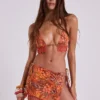 Melona Embellished Wrap Mini Skirt in Tangerine