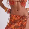 Melona Embellished Wrap Mini Skirt in Tangerine