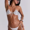 Silvra Studded Bikini Top in White