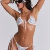 Silvra Studded Bikini Top in White
