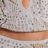 Xtal Studded Backless Plunge Top