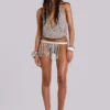 Xtal Studded Backless Plunge Top