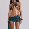 Gina Asymmetric Knotted Mini Dress in Batik
