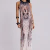 Xaviera Backless Mesh Maxi Dress