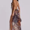 Dahlia Cowl Beaded Backless Chiffon Maxi Dress in Lusco