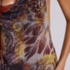 Dahlia Cowl Beaded Backless Chiffon Maxi Dress in Lusco