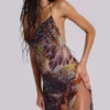 Dahlia Cowl Beaded Backless Chiffon Maxi Dress in Lusco