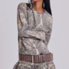 Woodland Camo Waffle Long Sleeve Top