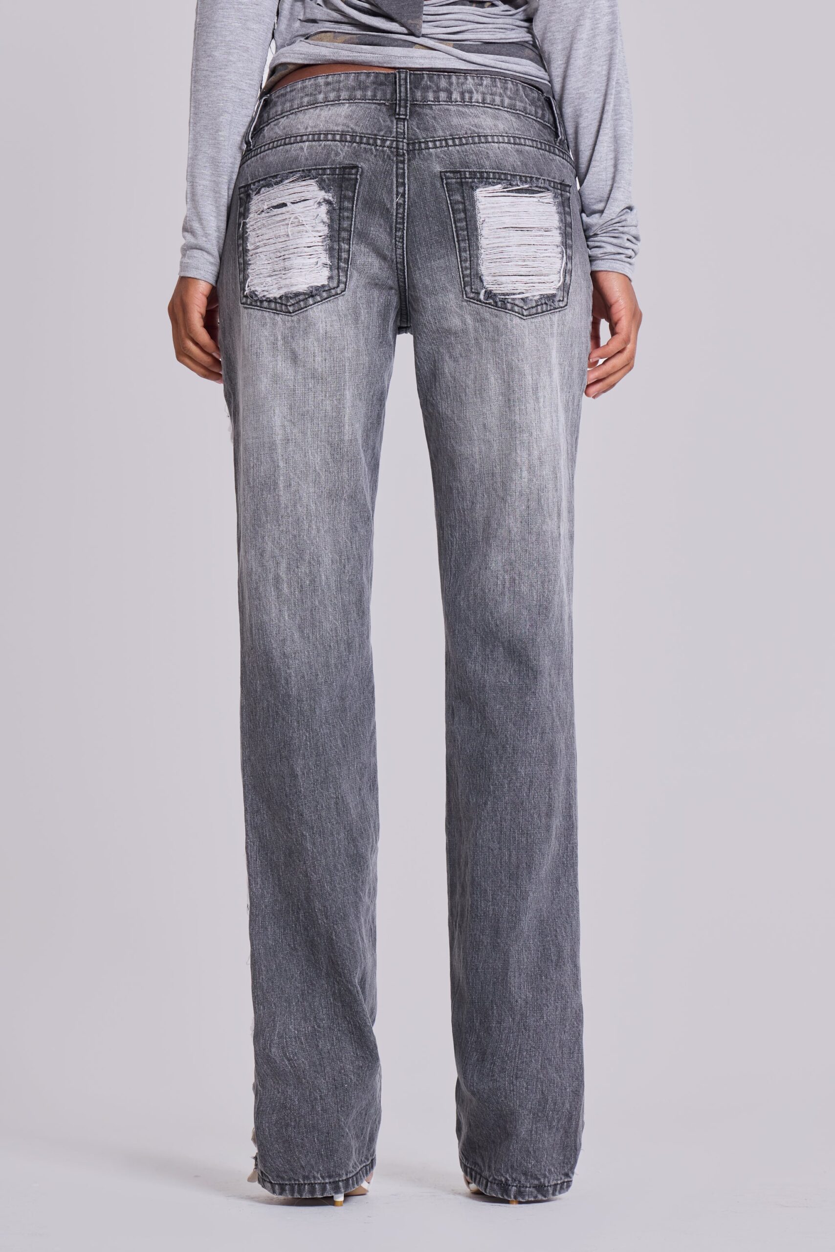 9707-zain-shredded-bootcut-jeans-in-grey-3.jpg Zain Shredded Bootcut Jeans in Grey