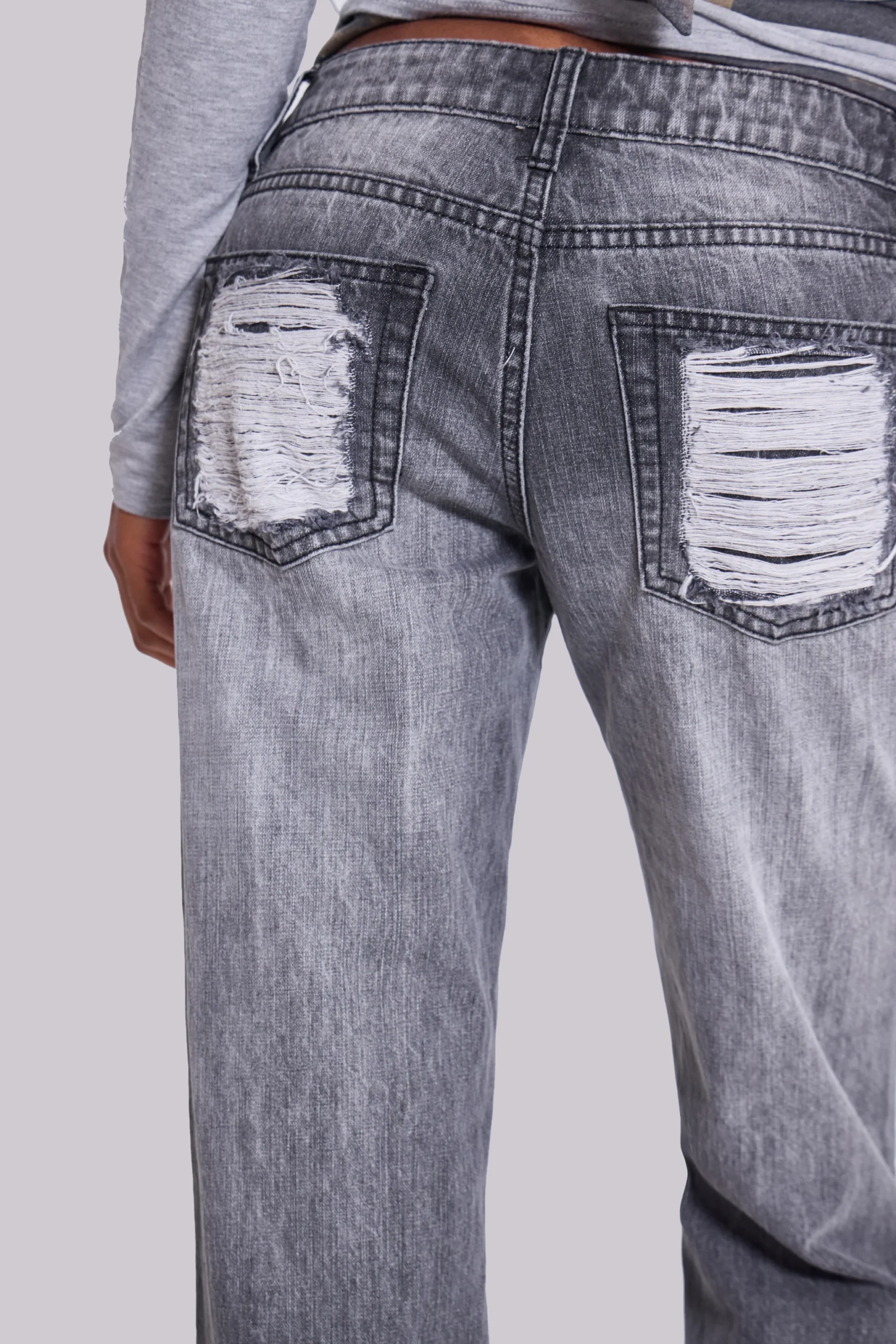 9707-zain-shredded-bootcut-jeans-in-grey-6.webp Zain Shredded Bootcut Jeans in Grey