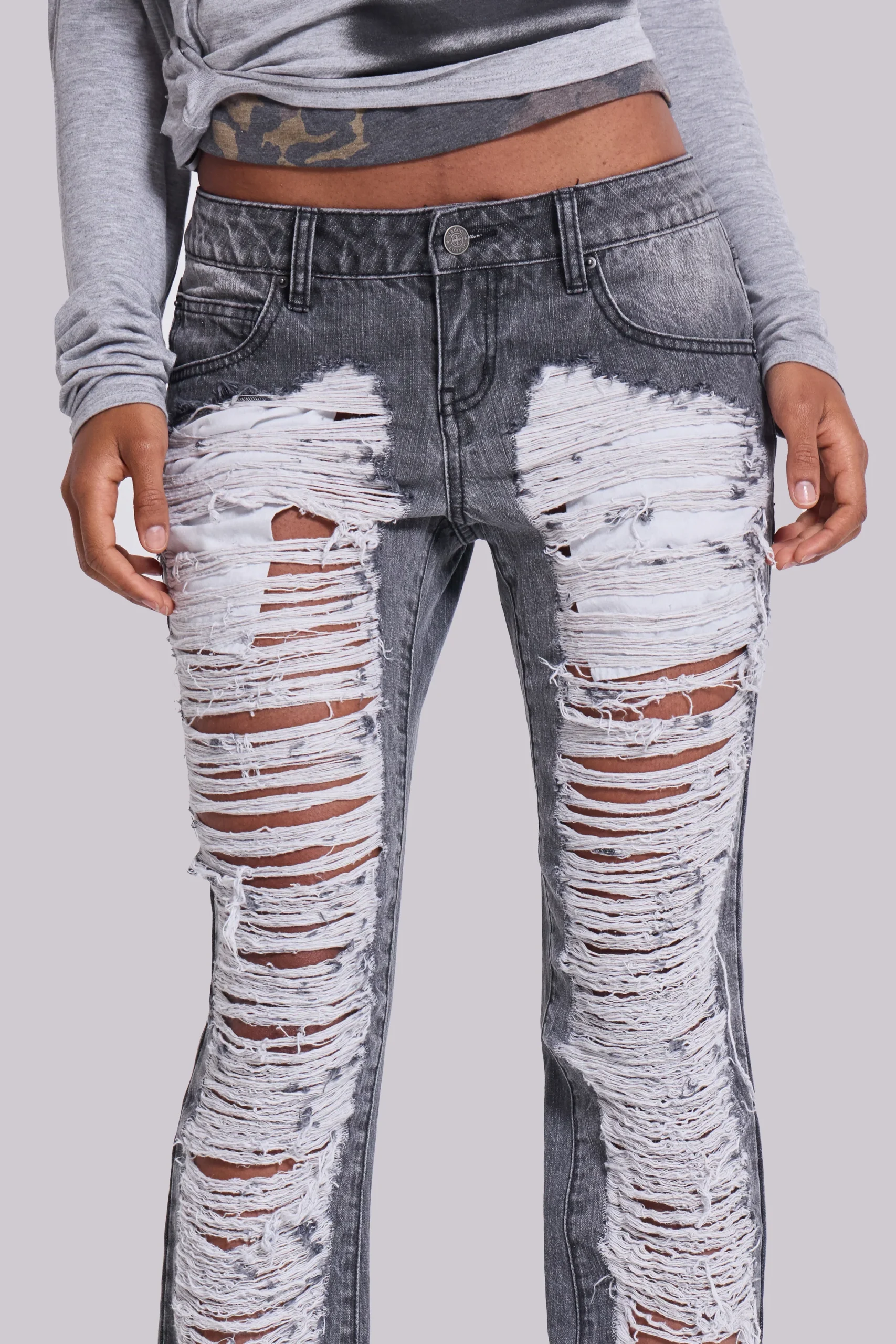 9707-zain-shredded-bootcut-jeans-in-grey-7.webp Zain Shredded Bootcut Jeans in Grey