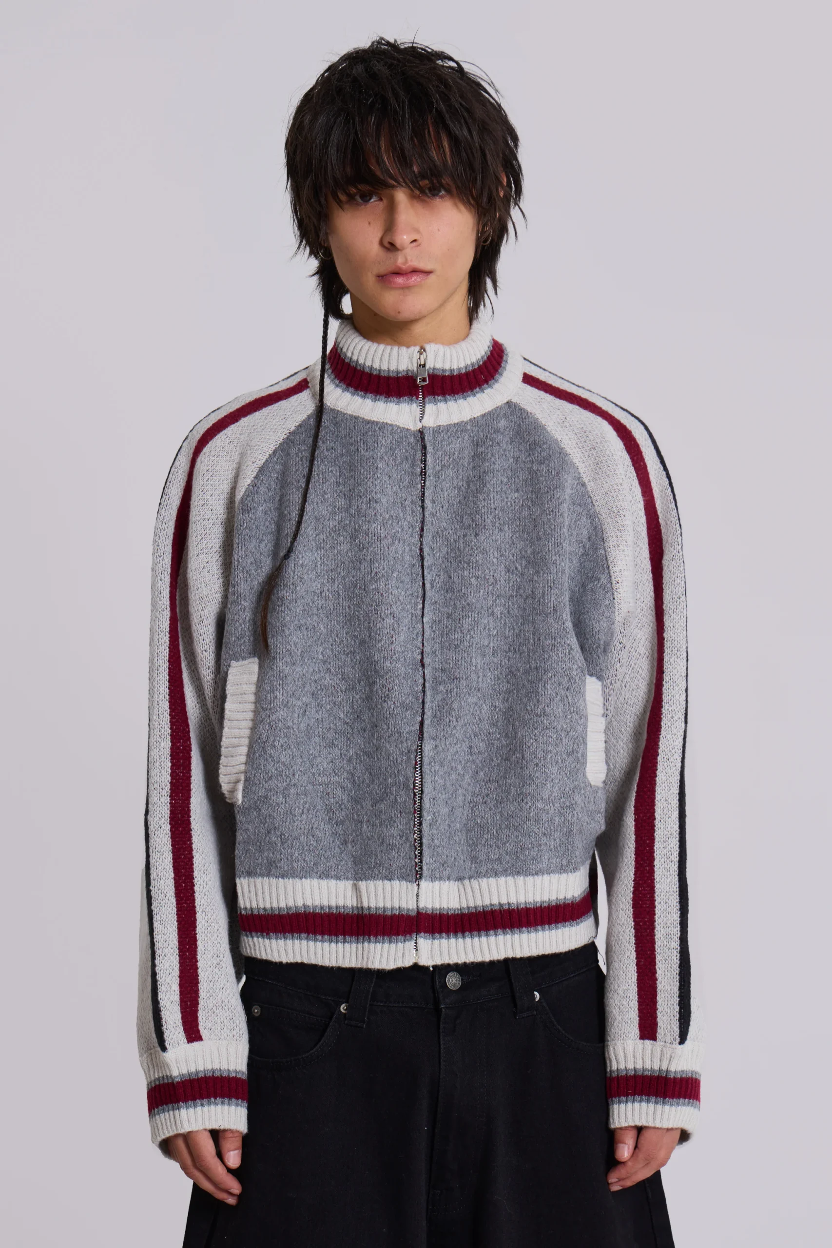 Grey Team 85 Knitted Bomber Jacket